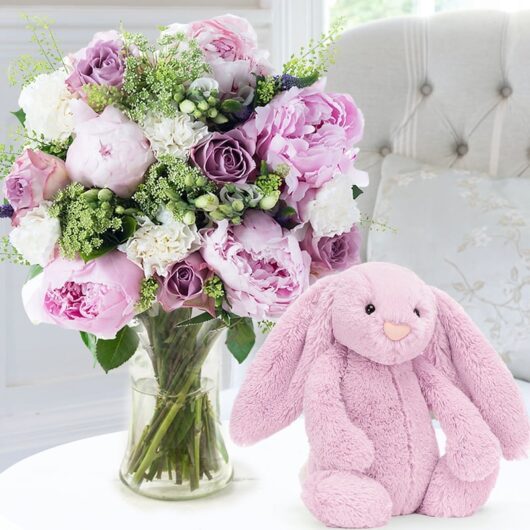Lilac Rose & Peony & Jellycat Lilac Bunny (31cm)