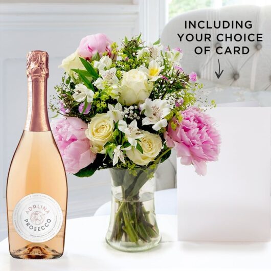 Peonies & Cream, Prosecco Rosé & Free Card