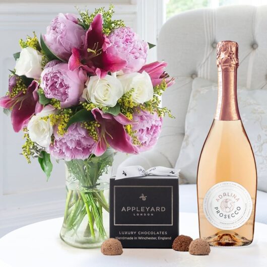Peony, Rose & Lily, Prosecco Rosé & 12 Truffles