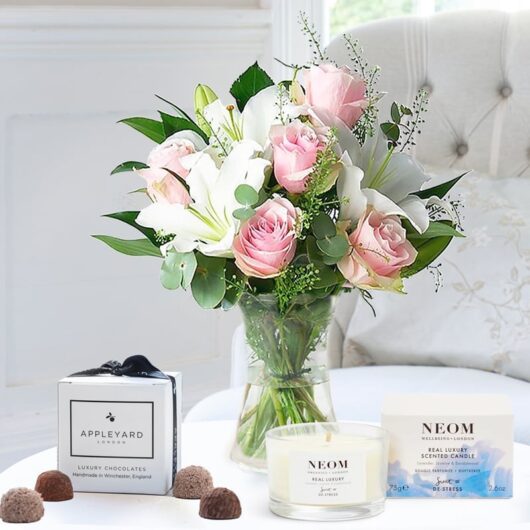 Simply White Rose & Lily, NEOM Real Luxury Candle (75g) & 6 Mixed Truffles