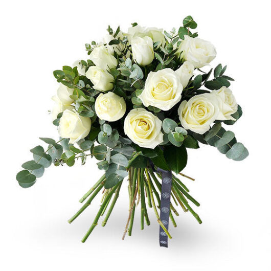 White Roses with Eucalyptus